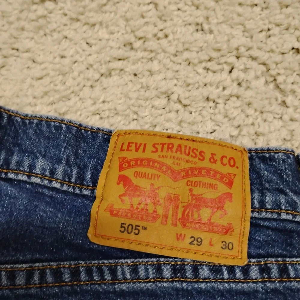 Levis 505 Jeans Mens 29x30 Blue Straight Denim Cotton Western Ranch Cowboy Farm